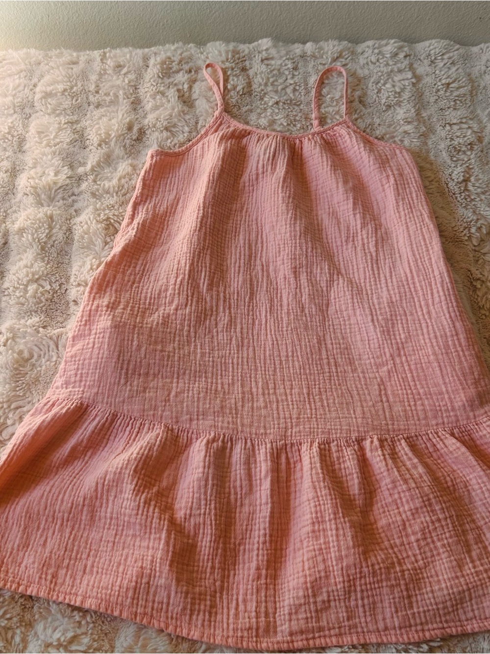 Universal Thread Blush Pink Cotton Gauze Ruffle-Hem Mini Dress